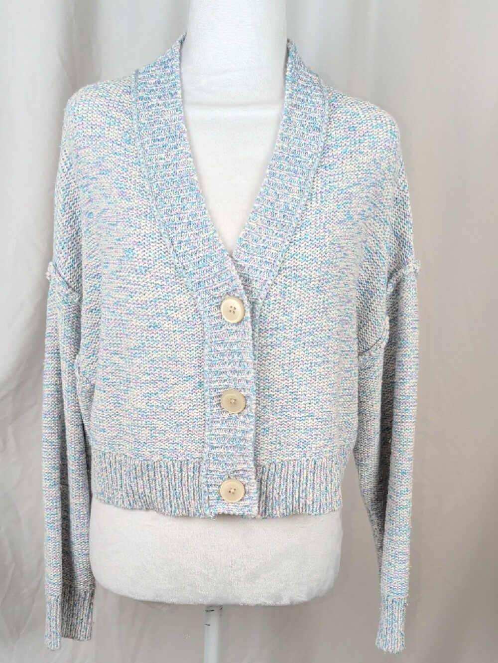 EUC Twik par Simons Pastel Confetti Cropped Knit Cardigan L